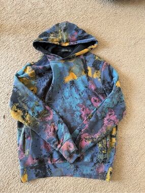 Eleven Paris Multicolor Blue Pink Yellow Black Tie-Dye Hoodie